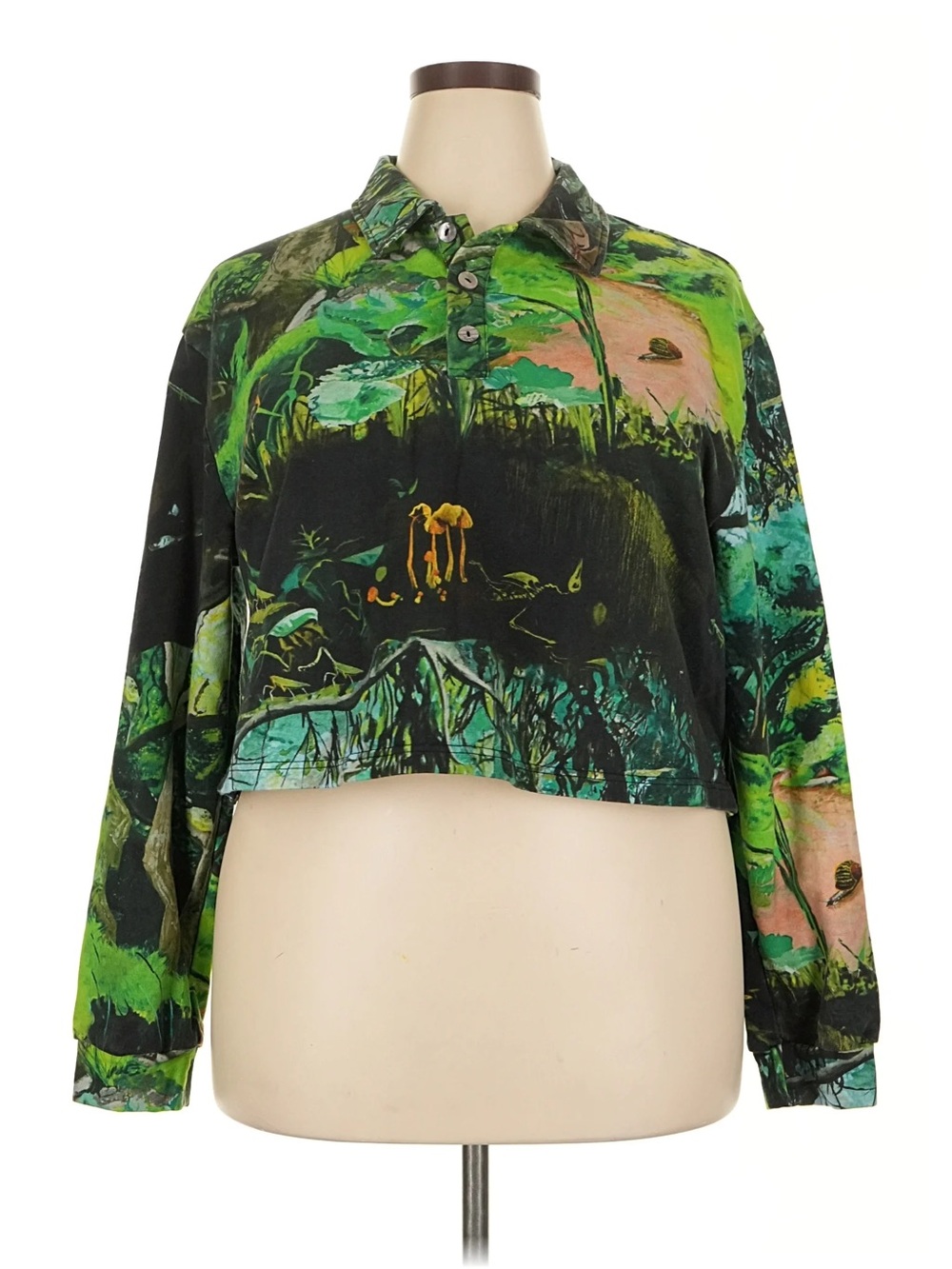 NWT Fashion Brand Company Cateyana Forest Long Sleeve Polo